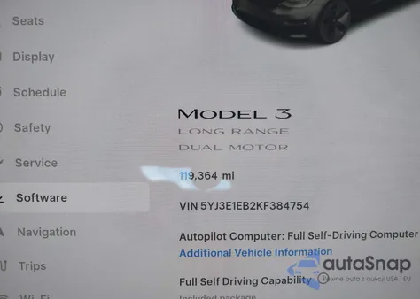 2019 Tesla Model 3 Long Range/Performance from USA, damaged, VIN 5YJ3E1EB2KF384754